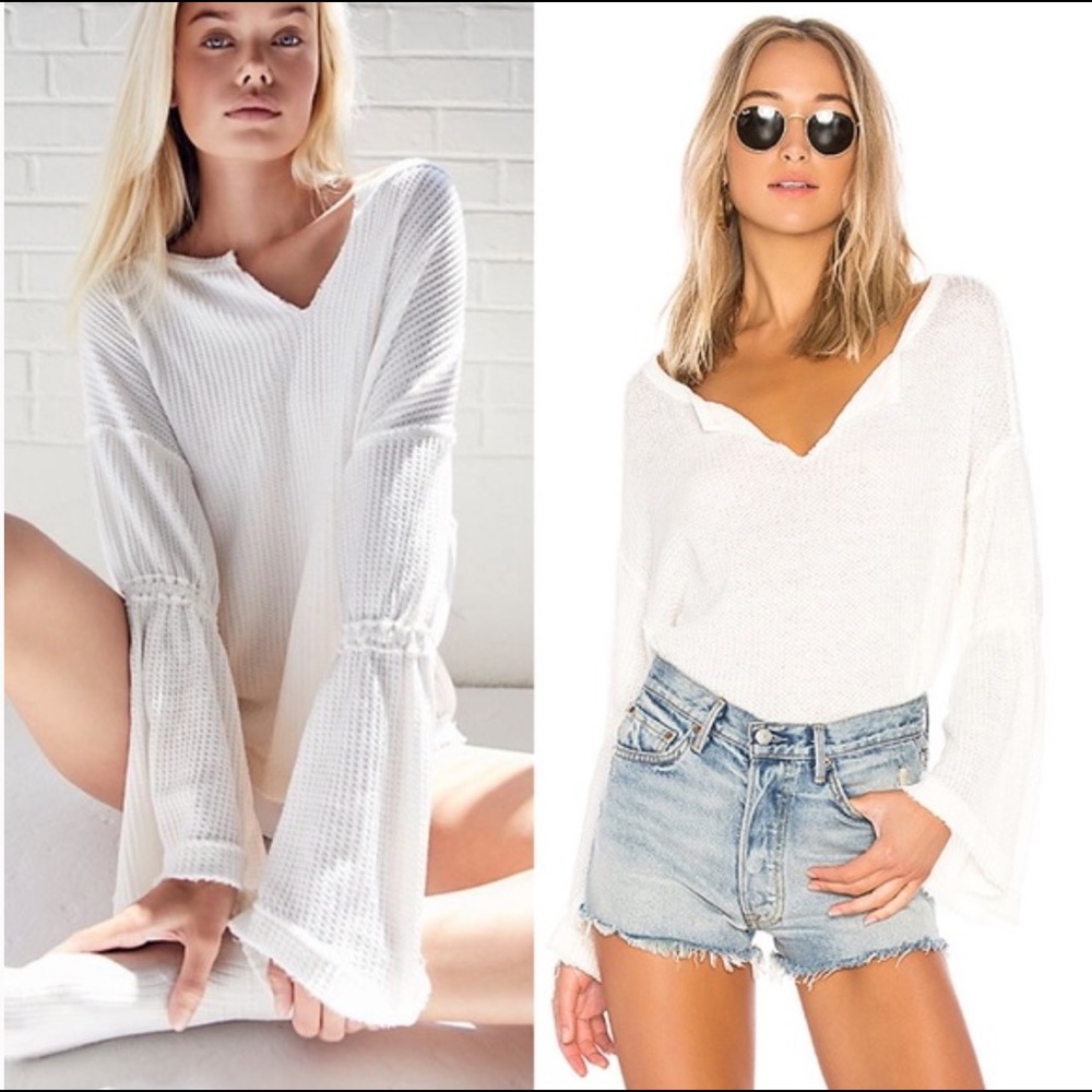 Free People Dahlia Thermal Top Ivory